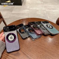 KISSCASE เคสโทรศัพท์กากเพชรแบบค่อยเป็นค่อยไปสำหรับ Iphone 14 Pro Max 14 Plus เคสไร้สายแม่เหล็กช่องโลโก้สำหรับ Iphone 12 13 Pro Max 12Pro ฝาครอบป้องกันเลนส์กระจกหน้าต่างขนาดใหญ่