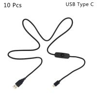 10 PCS USB TypeC Power Cable with ON OFF Switch Button USB A to USB C Charger Cable USB Cable for Raspberry Pi 4 Cellphone