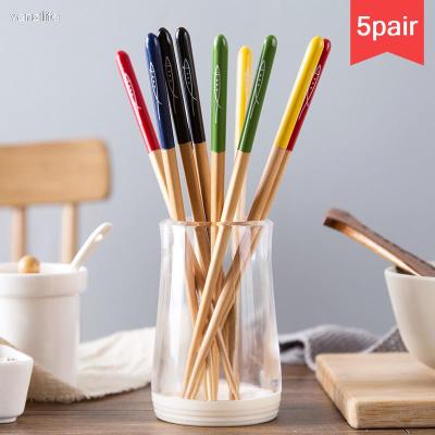 wooden chopsticks pointed five pairs of household utensils creative environmental protection solid wood slippery long not moldy