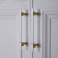 Acrylic Door Handle Transparent Acrylic Cabinet Handle and Knobs Gold Drawer Chest Furniture Luxury Handle Bathroom Kitchen Pull