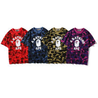 เสื้อยืดสำหรับเสื้อยืดลายพราง100กก. Bape สำหรับผู้ชายเสื้อยืดลำลองสีสันสดใสสำหรับใส่อาบน้ำ3XL