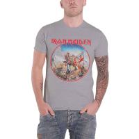 แฟชั่น Iron Maiden T เสื้อ Trooper VINTAGE Circle band โลโก้ Mens târt TEE Grey