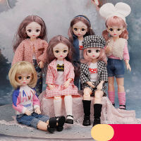 Doll Can Close Eyes 30cm BJD 12 Inch 22 Movable Joints Big Brown Eyes Makeup Dress Up Dolls with Fashion Clothes for Girls Toys