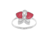 Jewelry Buffet Pink Orchid Ring Sterling Silver 925 and Rhodium Plated