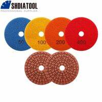 SHDIATOOL 6pcs 100mm Diamond Polishing Pad Wet Auspicious Cloud Type Metal Grinding Disc Granite Marble Quartz Artificial Stone