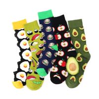 【CW】 Fashion Men‘s Socks Fruit Printed Happy Avocado Crew Men Meias Cotton Soft Dropshippi