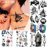 【hot】㍿❖  COKTAK Whale Turtle Mountain Temporary Tattoos Bison Sticker Star Tatoos