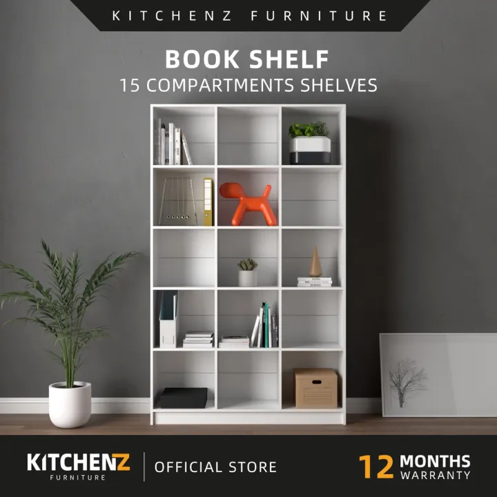 KitchenZ Book Shelf Book Rack Buku Rak Divider with 15