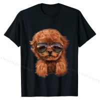 Red Apricot Poodle Puppy in Aviator Sunglass, Dog T-Shirt Casual Tops Tees for Men Fashionable Cotton Tshirts Slim Fit