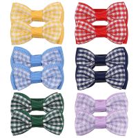 Girl Little Mini Hair Bows Clips Gingham Plaid Ribbon 2" Bowknot For Babies Infant Hairbows Newborn Small Hairpin  10pcs 2333