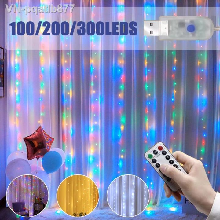 ℡☬ 2024 Curtain Lights USB 8 Modes Control Festival Decor For ...