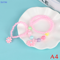 ?【Lowest price】SUTAI สร้อยคอเด็ก2ชิ้น เซ็ตยูนิคอร์นดอกไม้การ์ตูนเจ้าหญิงเครื่องประดับสร้อยข้อมือสำหรับเด็กผู้หญิงของขวัญเครื่องประดับสำหรับเด็ก