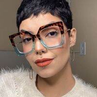 【LZ】►▦  Blue Light Custom Graus Oversized Óculos de leitura Leopard Square Frame prescrição clara moda feminina ampliação óculos