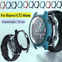 เคสกระจก + กรอบสำหรับ Huawei Watch GT 2-2e,อุปกรณ์เสริมฟิล์มกันรอยขนาด46มม./42มม. ฟิล์มกันรอยกันกระแทกรอบเครื่องสำหรับหัวเว่ย Gt2e Gt2