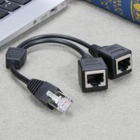 【cw】 RJ45 1 Male to 2 Female Socket Port LAN Ethernet Network Splitter Y Transmission Cat5e Cat5 Cat6 Cable ！