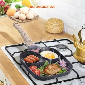 Carote Nonstick Frying Pan Egg Burger&Steak 3in1 Multifunctional Kawali  Cookware Gas/Induction Stove