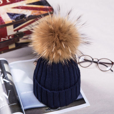 2021 brand winter hat for women High quality beanies cap real Raccoon fur pompom women hats bonnet femme girls casual hat