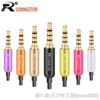 10pcs/lot Aluminum Tube 3.5mm 4 Poles Stereo Connector with Tails Gold Plated Male Plug Audio Jack 3.5mm R Connector Wholesales