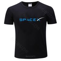 SpaceX เสื้อยืดเสื้อยืดสีดำ Space X โลโก้เสื้อยืดผู้ชายเสื้อยืดพลัสไซซ์แฟชั่นผ้าฝ้ายยอดนิยมของแฟนหนุ่มจัดส่งสินค้า