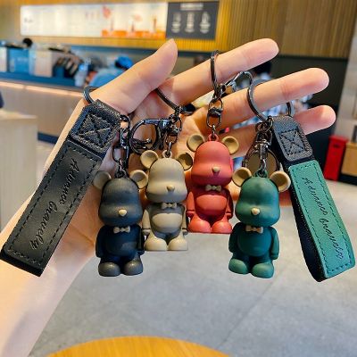 【CW】 Resin Bow Tie Big Ears Keychain Men and Couple Pendant Car Chain Accessories Keyring Small