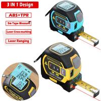 Laser Levels &amp; Accessories 3in1 Laser Rangefinder 5m Tape Measure Ruler LCD Display with Backlight Distance Meter Building Measurement Device Area Volumes