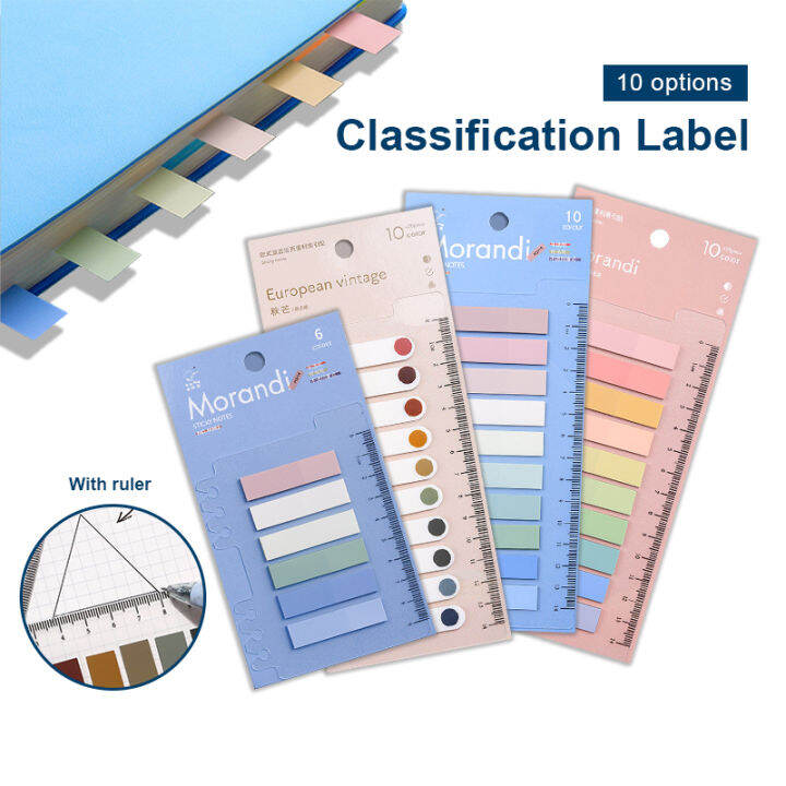 Colorful Sticky Notes with Ruler LooseLeaf Index Translucent Stickers School Office Stationery