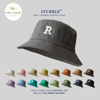 PING STUDIOS bucket hat หมวกบัคเกตหญิงสีน้ำเงินตัวอักษร R หมวกกันแดดแฟชั่น