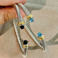 Cable Classic Collection celet with Blue Topaz and Cable Classic Collection celet with Black Onyx and 18K Yellow Gold