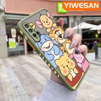 YIWESAN เคสสำหรับ Huawei P20 Lite 2019 Nova 5 Pro Nova Pro เคส5i มีน้ำค้างแข็งโปร่งใสช้อนส้อมมีดหมีพูห์ลายการ์ตูน Winnie แข็งเคสขอบสี่เหลี่ยมด้านข้างกล้องปลอกซิลิโคนกันกระแทกเคสนิ่ม