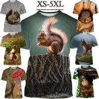 Healing Series! New Fashion Animal Squirrel 3D Printing Cute Squirrel Pattern Mens Short-sleeved T-shirt