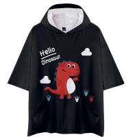 Hello Dinosaur-Sudadera con capucha para hombre y mujer, suéter de manga corta con estampado 3d de dibujos animados, estilo Hip Hop, a la moda