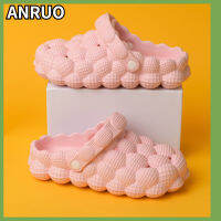 ANRUO รองเท้าแตะสำหรับผู้หญิงมะพร้าวใหม่ชายหาดกลวงกันลื่นรองเท้าแตะรัดส้นชายใช้ได้สองแบบ