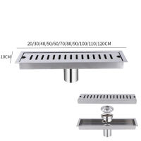 SUS 304 Stainless Steel Floor Drain Brushed Rectangular Linear Anti-Odor Kitchen Bathroom Shower Drainer Trap Waste Grate Cover