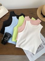 Original Uniqlo manpower B spare item elastic slim round neck pit strip solid color sleeveless short vest female