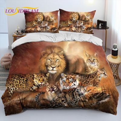【hot】☌☽♤ Tiger Leopard 3 Piece Comforter SetDuvet Cover Bed Set Quilt PillowcaseKing Size