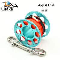 【Litake】Reel สแตนเลสตะขอเชือกสำหรับช่วยเหลือ Scuba FXL-952ดำน้ำโลหะผสมแกนรอกอลูมิเนียม15M/30M