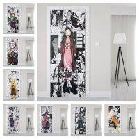 ™☢ Manga Demon Slayer ประตูสติกเกอร์ตกแต่งผนังประตูวอลล์เปเปอร์ Art Wall Decals PVC Duer สติกเกอร์อะนิเมะโปสเตอร์ตู้เย็น Decor ของขวัญ