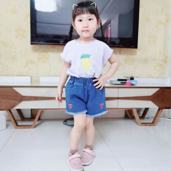 กางเกงยีนขาสั้น-สไตล์เกาหลี-สำหรับเด็ก