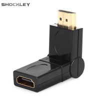 Shockley อะแดปเตอร์ข้อต่อหมุนตัวเมีย HDMI ตัวผู้ไปเป็น360องศาตัวเชื่อมต่อสาย HDMI หมุนได้ชุบทอง