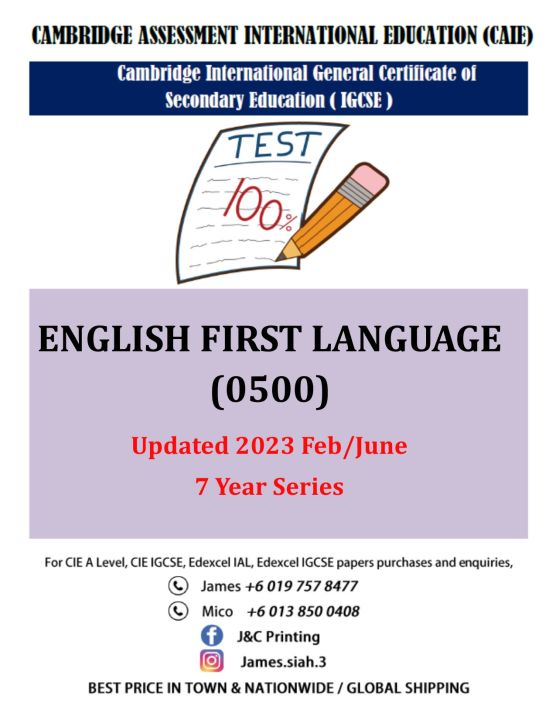 Cambridge Igcse ENGLISH FIRST LANGUAGE 0500 ( 2017 - Feb/June 2023 ...