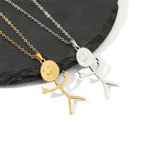 Woman Stickman Middle Finger Rock Punk Necklace Fashion Hip Hop Fxck You Funny Doodle Pendant Necklace For Man Party Jewelry