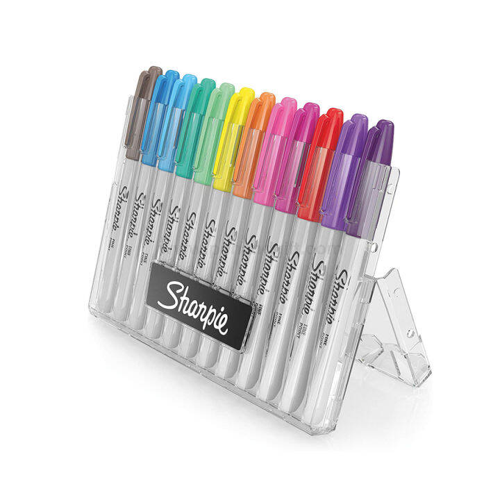 sharpie-vibrant-colors-permanent-markers-fine-point-1-0-mm-with-storage-case-ปากกามาร์กเกอร์-ชาร์ปี้-หัว-1-0-มม-สีใหม่ล่าสุด-แพ็ค-12-สี-พร้อมกล่องใส่ปากกา-penandgift