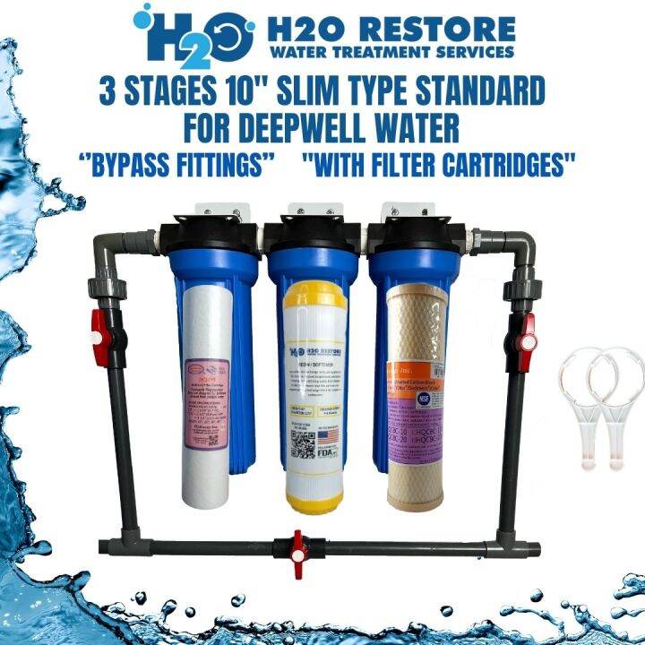 Water Filter 3 Stages 10” Slim Type Standard Deepwell With Bypass ...