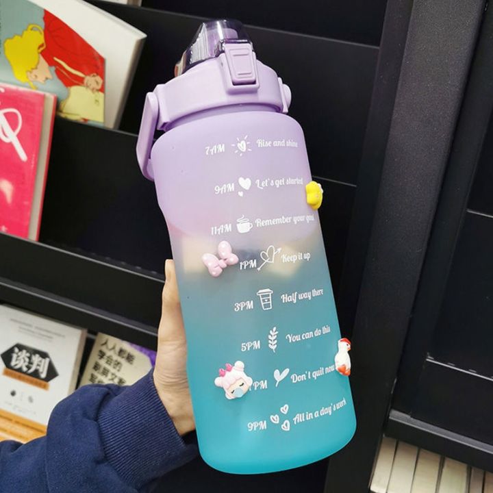 2-liters-water-bottle-motivational-drinking-bottle-sports-water-bottle-with-time-marker-stickers-portable-reusable-plastic-cups