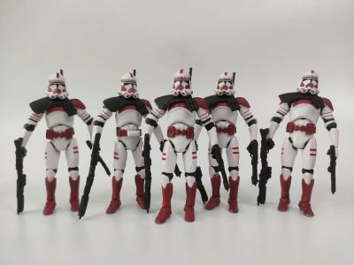 5ชิ้น/ล็อต SW Republic Red White Shocktrooper W/pauldron Action Figure 3.75"
