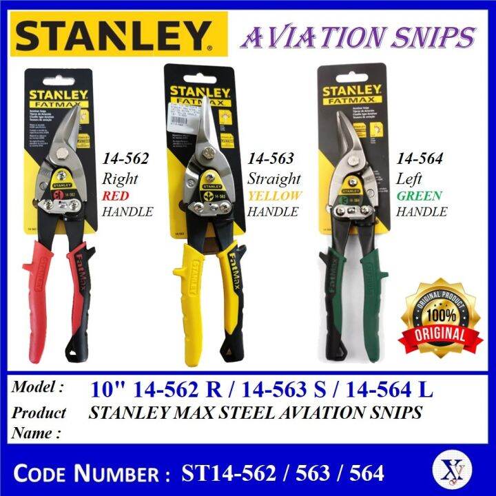 ST14 STANLEY MAX STEEL AVIATION SNIPS 14562 RIGHT RED HANDLE 14563