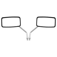 1Pair Universal Rectangle Motorcycle Rearview Mirrors 10mm Chrome retrovisor de moto mirror moto For Honda Scooter E-Bike