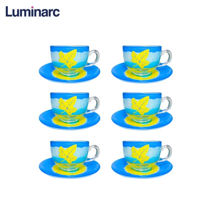 Luminarc Bio Turquoise 12pcs 22cl Decorated Cup and Saucer Set with