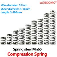 Shock Absorbing Pressure Return Compression Cylindrical Helical Coil Backspring Compressed Spring 65Mn Steel WD 0.7mm Custom