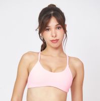 [Peaches active] Soft flex Curved Bra (Ambrosa) - สปอร์ตบราสีชมพู / ชุดชั้นในออกกำลังกาย บราไขว้หลัง